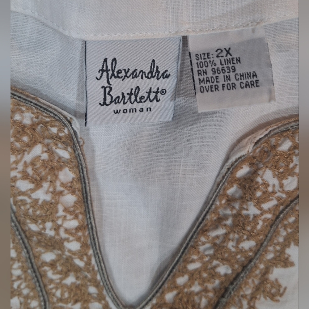 Alexandra Bartlett 100% Linen Embroidered Tunic sz.2X #1302 - Picture 6 of 8